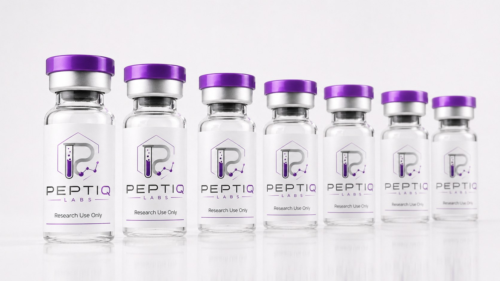 Peptiq Labs research vials line-up